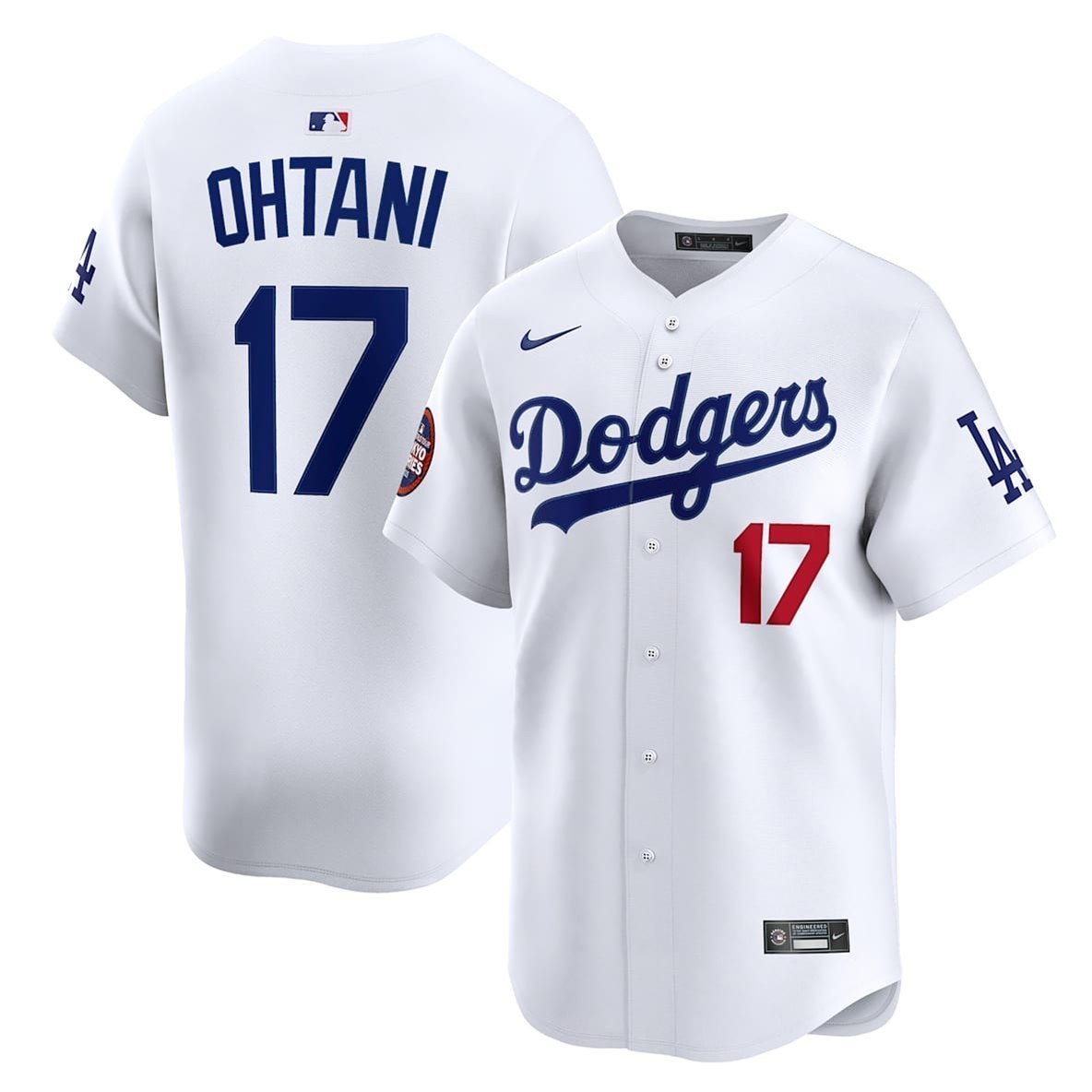 Shohei Ohtani Dodgers White Home Game Jersey / Nike / with World Series Patch