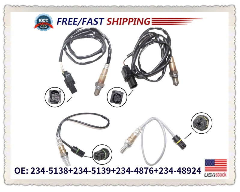 4X Oxygen Sensor Upstream & Downstream For 2007 2008 2009 2010 BMW 335i 3.0L
