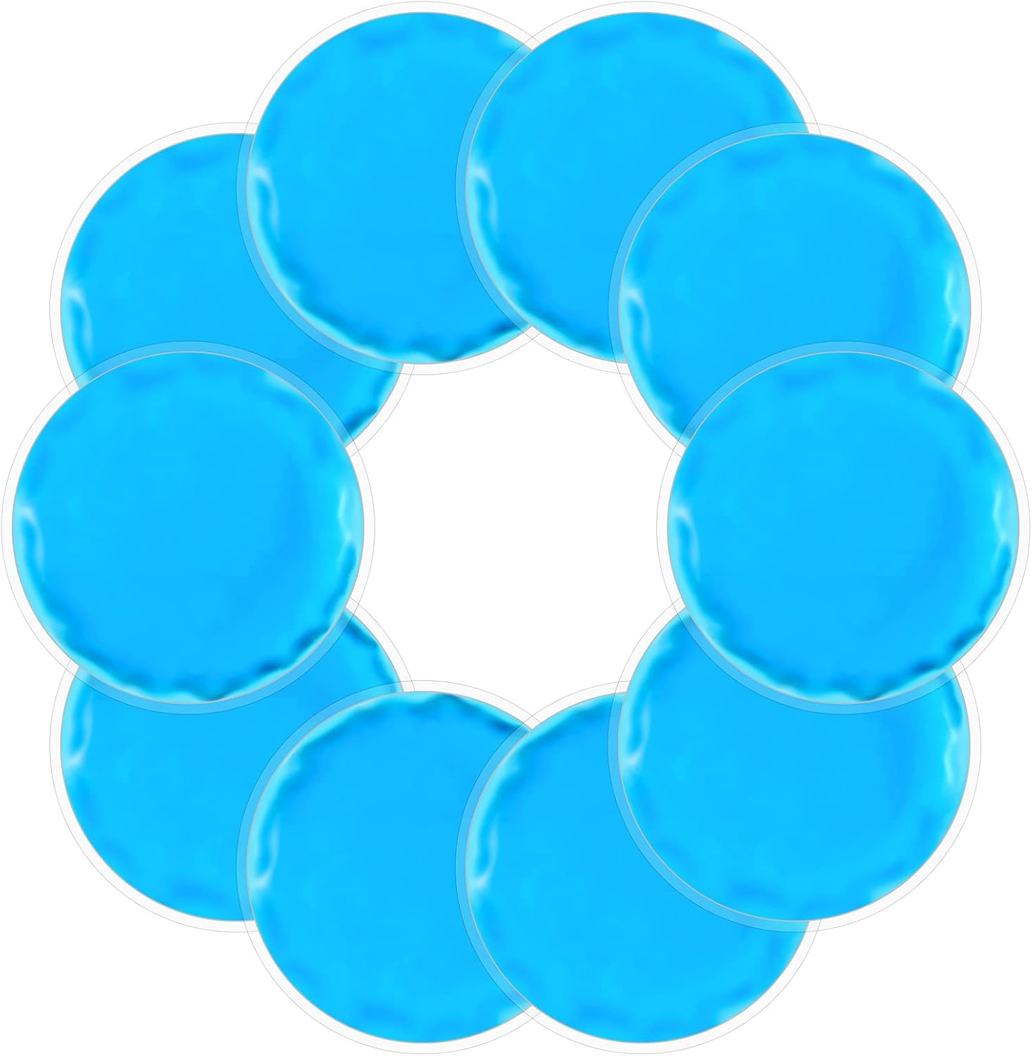 10 Pack Reusable Round Gel Ice Packs for Face and Injuries, Hot Cold Compress, B