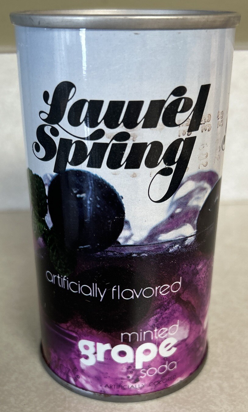 Vintage LAUREL SPRING 12 Oz. Minted Grape Soda Steel Empty Can