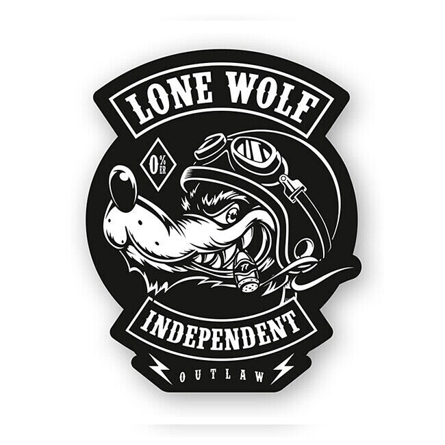 LONE WOLF - Independent Outlaw STICKER - Biker Chopper Bobber No Club