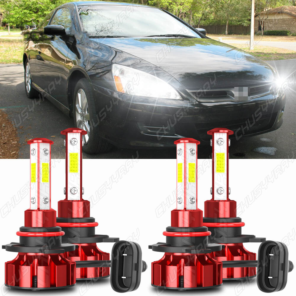 For Honda Accord 2003-2007 LED Headlight Bulbs White High/Low Beam 9005 9006 Kit