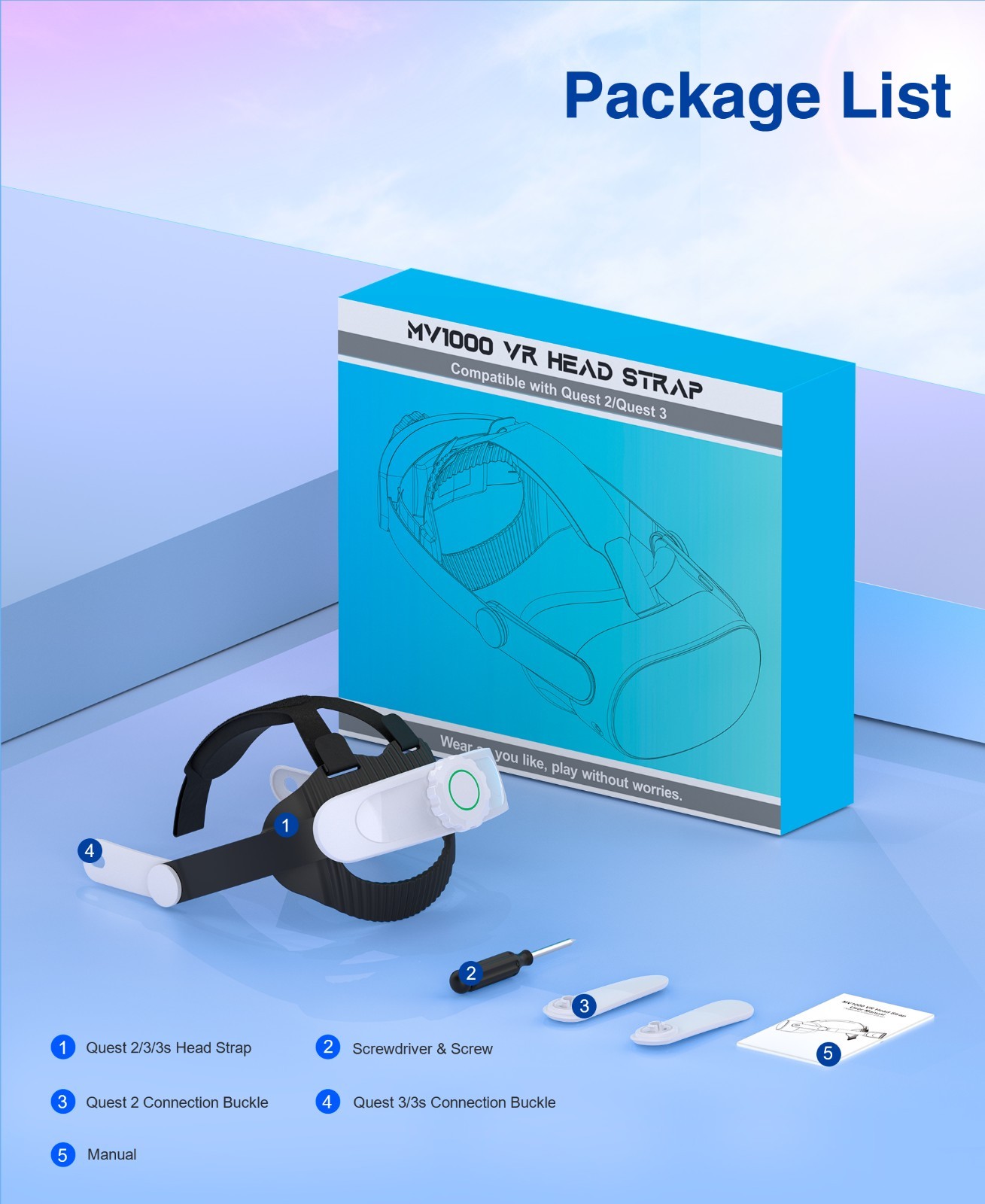 Head Strap For Meta Quest 2/3s/Quest 3 Adjustable VR Headset Strap Accessories