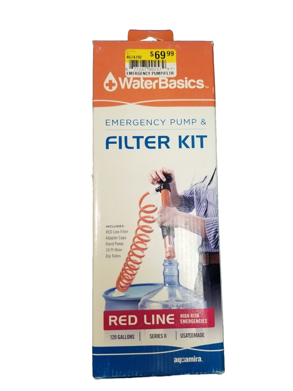 Water Basics - Red Line 120 Gallon Emergency Pump & Filter Kit US MADE