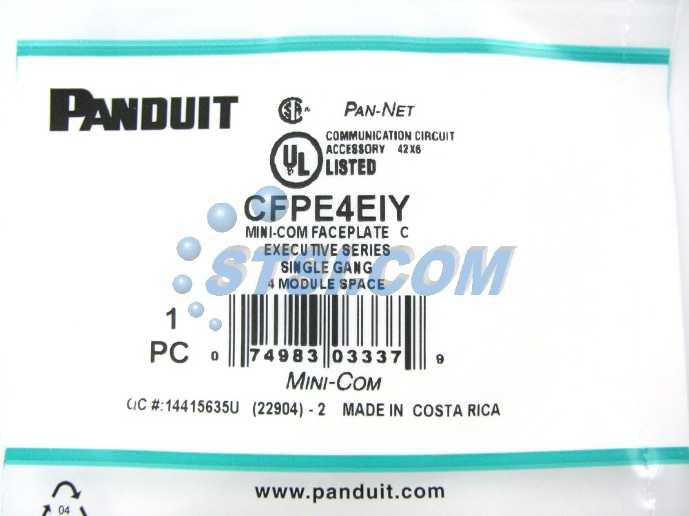 Panduit CFPE4EIY 4-Port Mini-Com Faceplate, Executive Series, Ivory ~STSI
