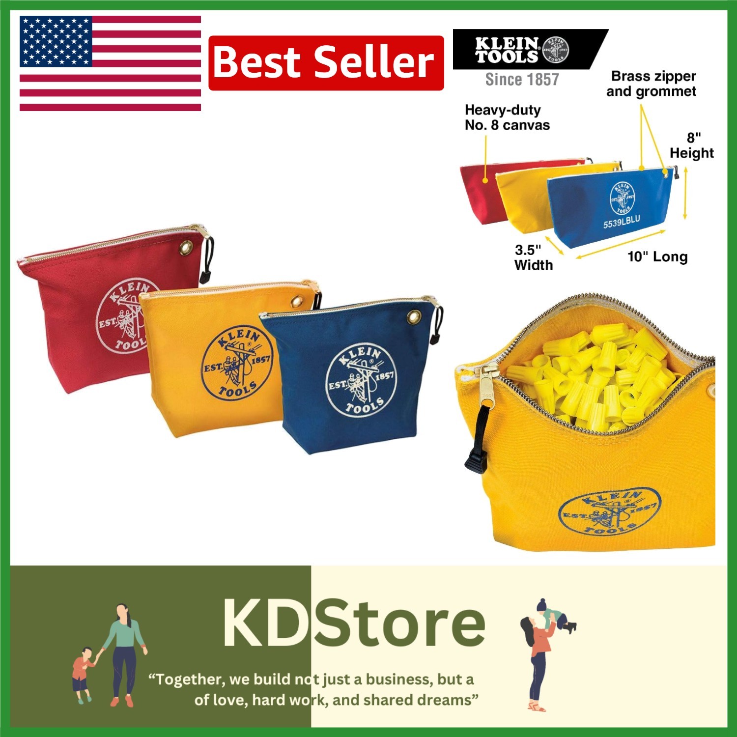 Klein Tools 5539CPAK: Heavy-Duty Assorted Zipper Bags for Organizing Essentials