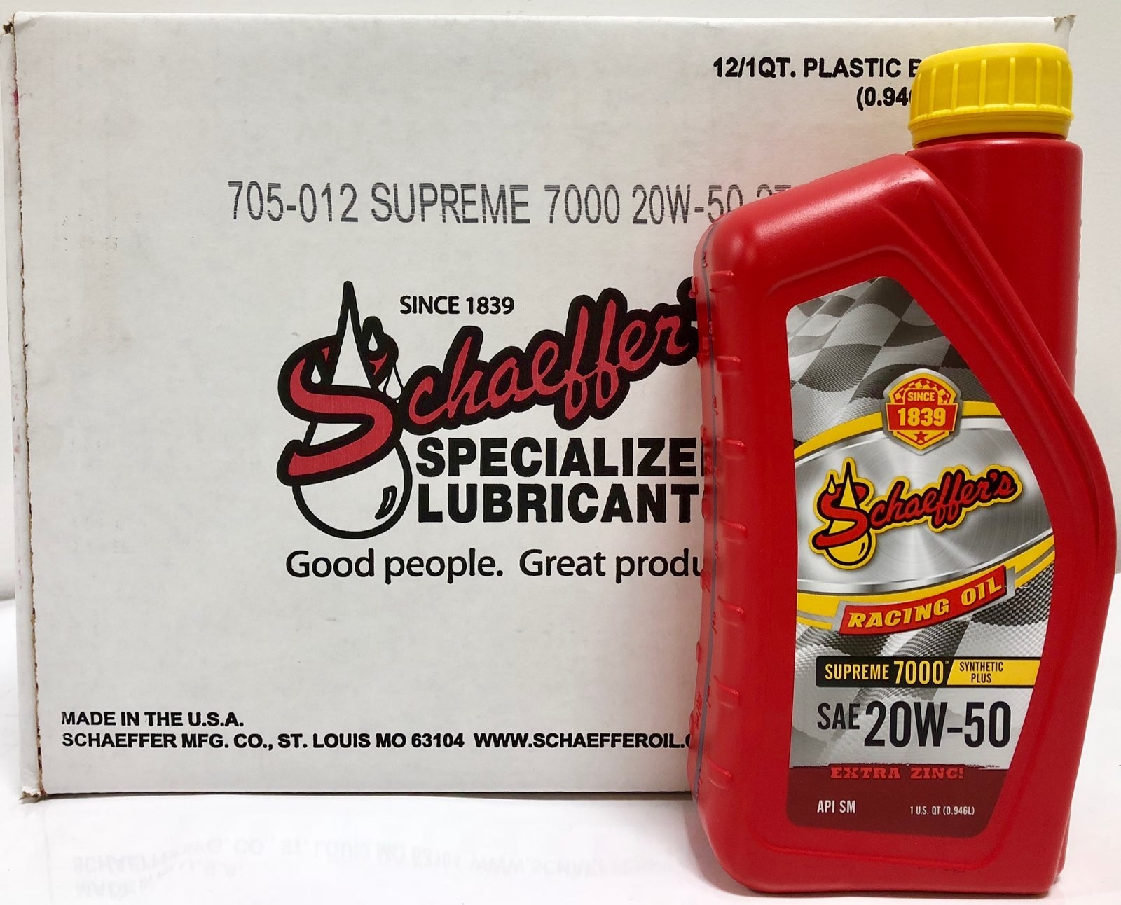 SCHAEFFER SUPREME 7000 20W-50 PARA-SYNTHETIC RACING MOTOR OIL EXTRA ZINC 12 QTS
