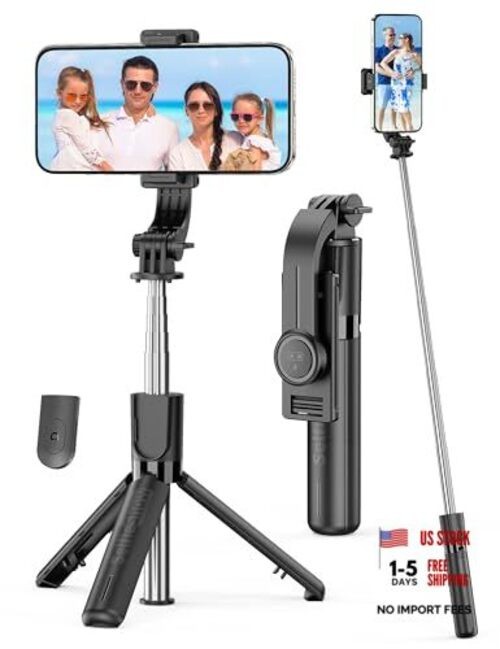 Portable Selfie Stick, 4 in 1 Extendable Phone Tripod Stand with Black