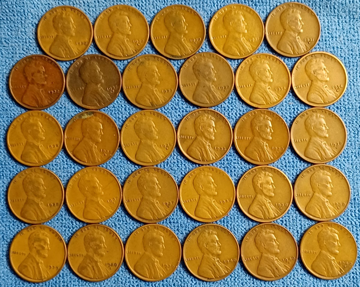 1931D 1932D 1933D 1932 1933, More...  29 Wheat Cents-Fil-A-Spot-SEE DESC Lot 88