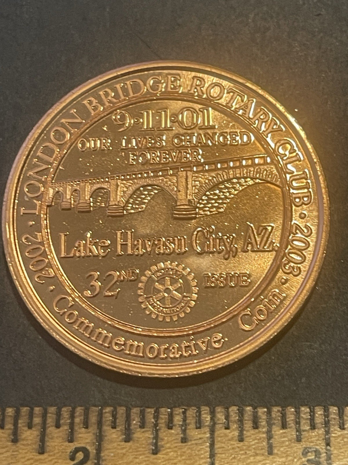 2002-2003 LONDON BRIDGE ROTARY COMMEMORATIVE COIN, LAKE HAVASU CITY ARIZONA 32nd