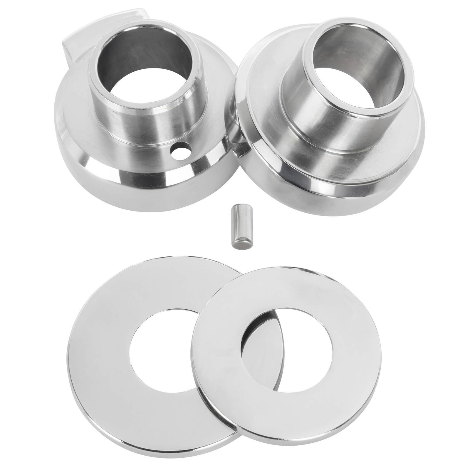 Cycle Standard Chrome Fork Neck Cup Kit with Fork Stops for 1949-1987 Harley-Dav
