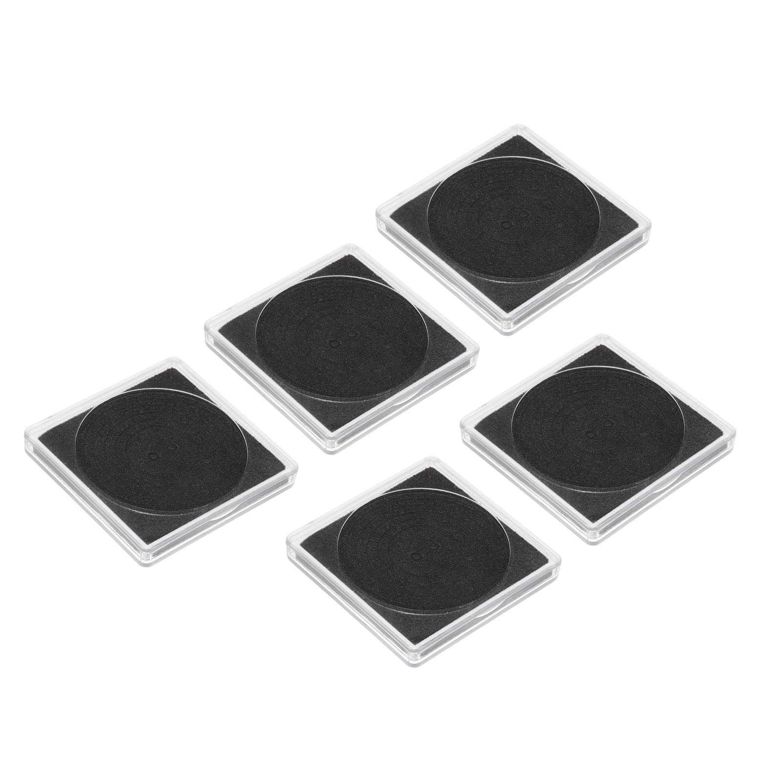 Coin Snap Holder Coin Case Storage Square Fit 17-37mm Coins, 5pcs Clear Black