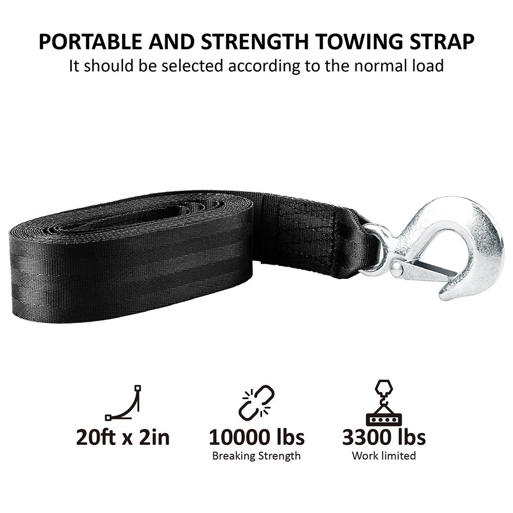 Winch Straps 20ft Boat Winch Strap with Hook Boat Trailer Winch Strap