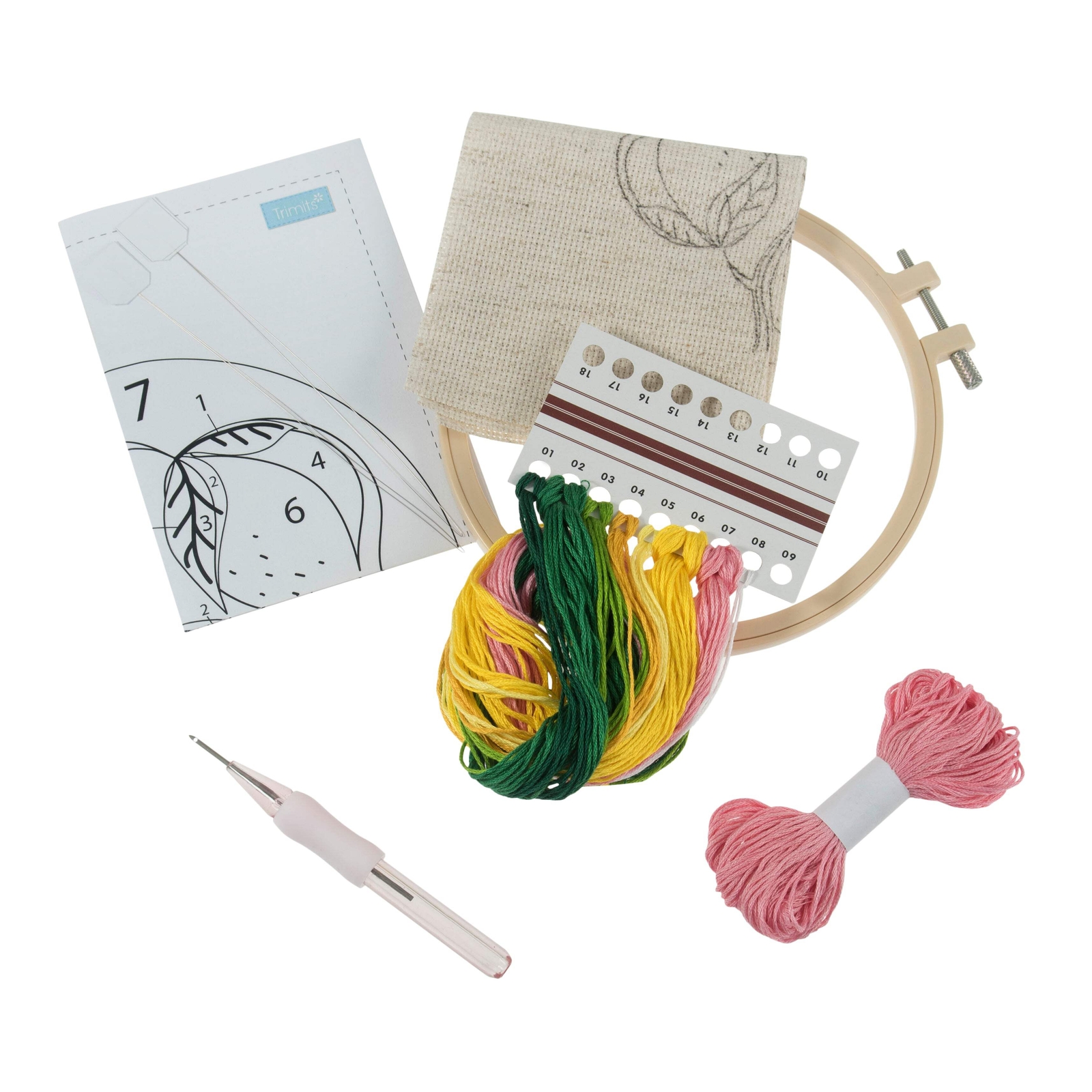 Trimits Punch Needle Kit Ð Floss and Hoop: Lemons, 15.2cm Diameter, Includes Emb