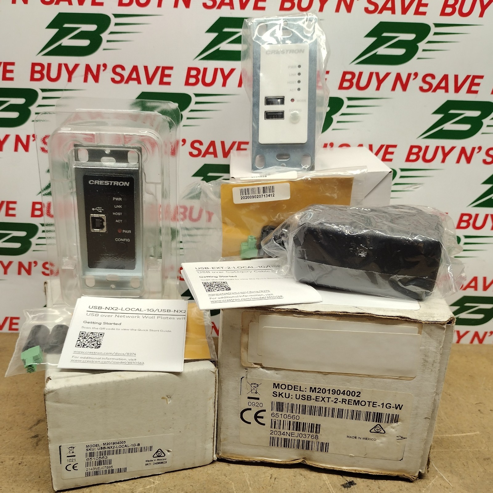 Set of 2 - Crestron USB-EXT-2-REMOTE-1G-W & USB-NX2-LOCAL-1G-B Wall Plates - NEW