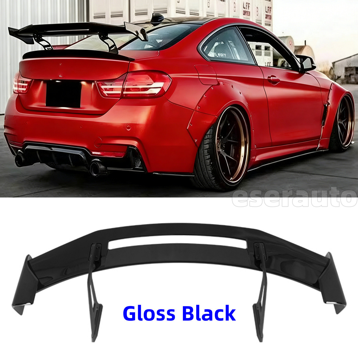 Gloss Black Universal Car Compatible 59 Inch GT Wing Rear Trunk Spoiler US