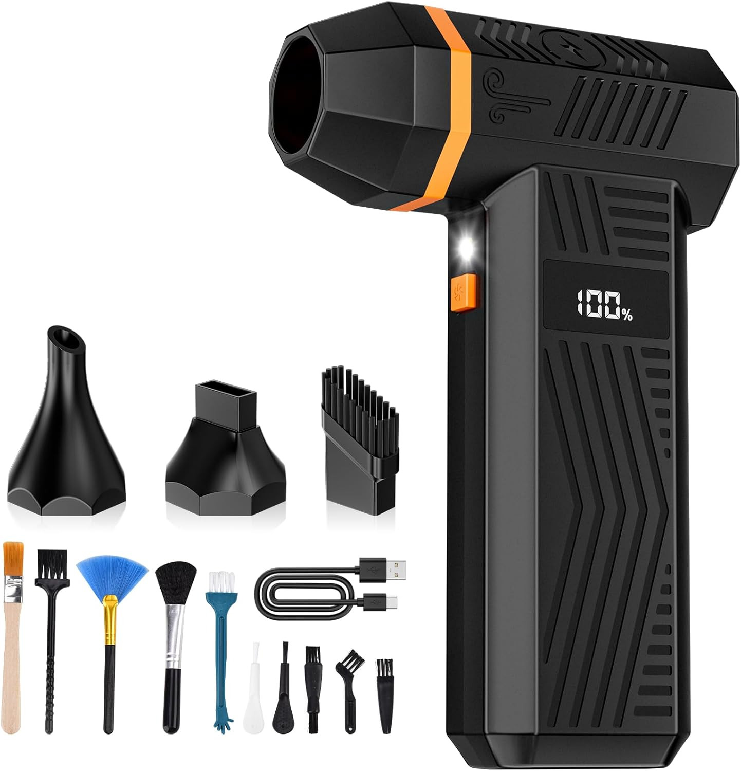Soplador aire electrico 180000rpm recargable 5000mAh 4 velocidades pantalla led