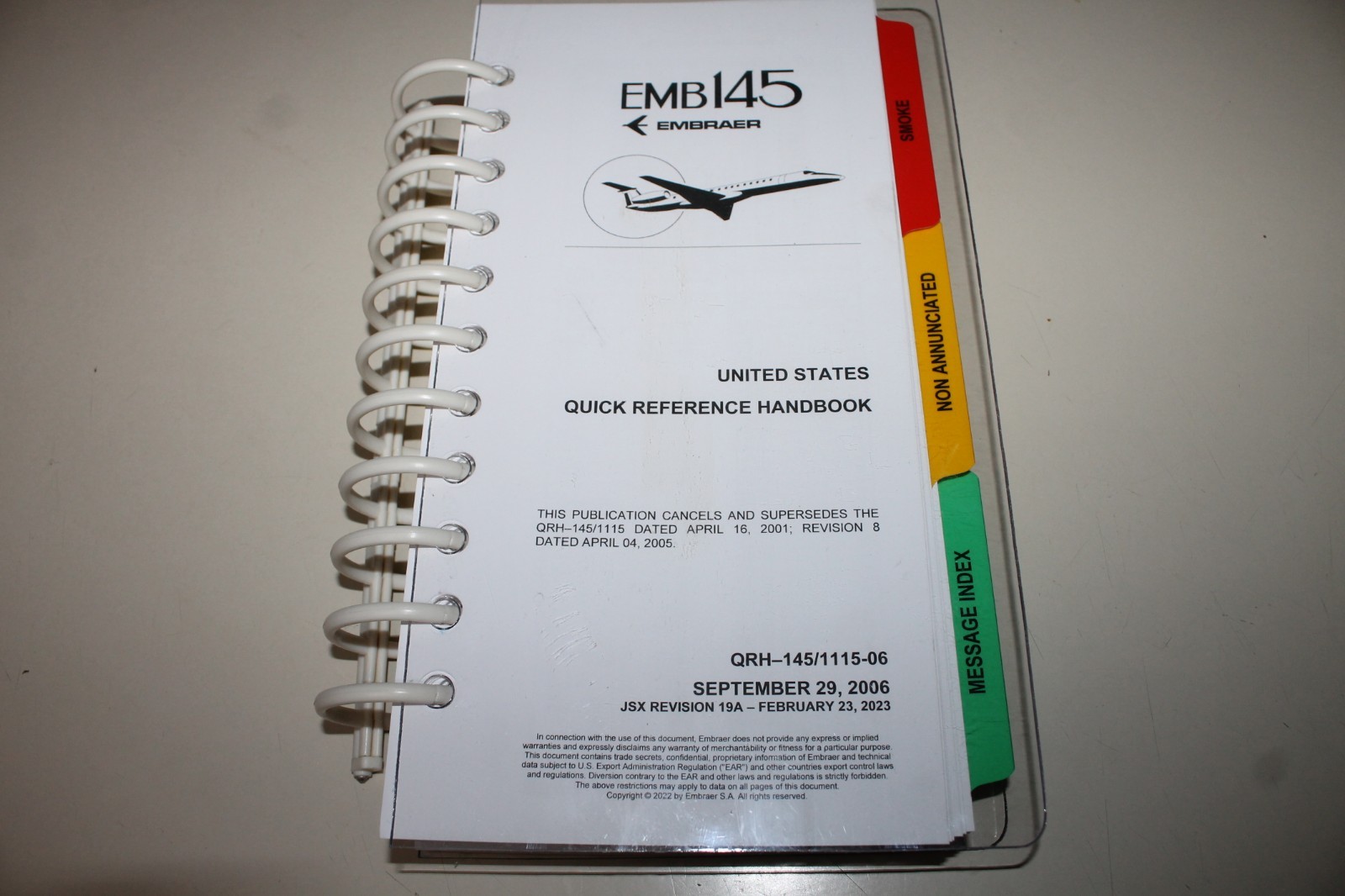 Embraer 145 Emb145 QRH Quick Reference handbook Checklist