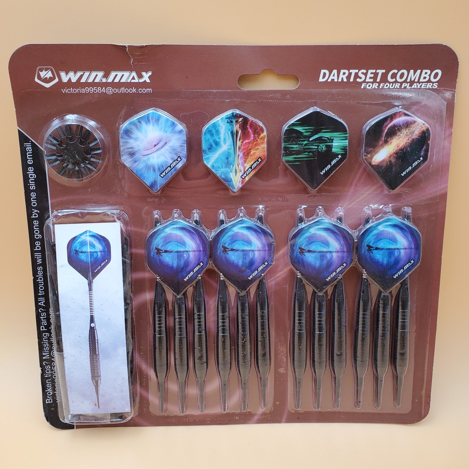WIN.MAX Darts Plastic Tip - Soft Tip Darts Set For Four Players Brand New