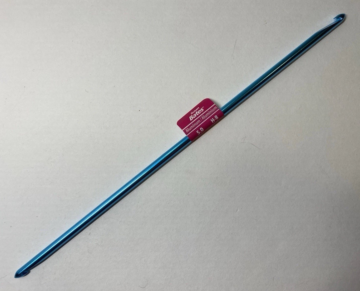 Susan Bates Silvalume Aluminum Double-End Crochet Hook 10" Size H8/5mm