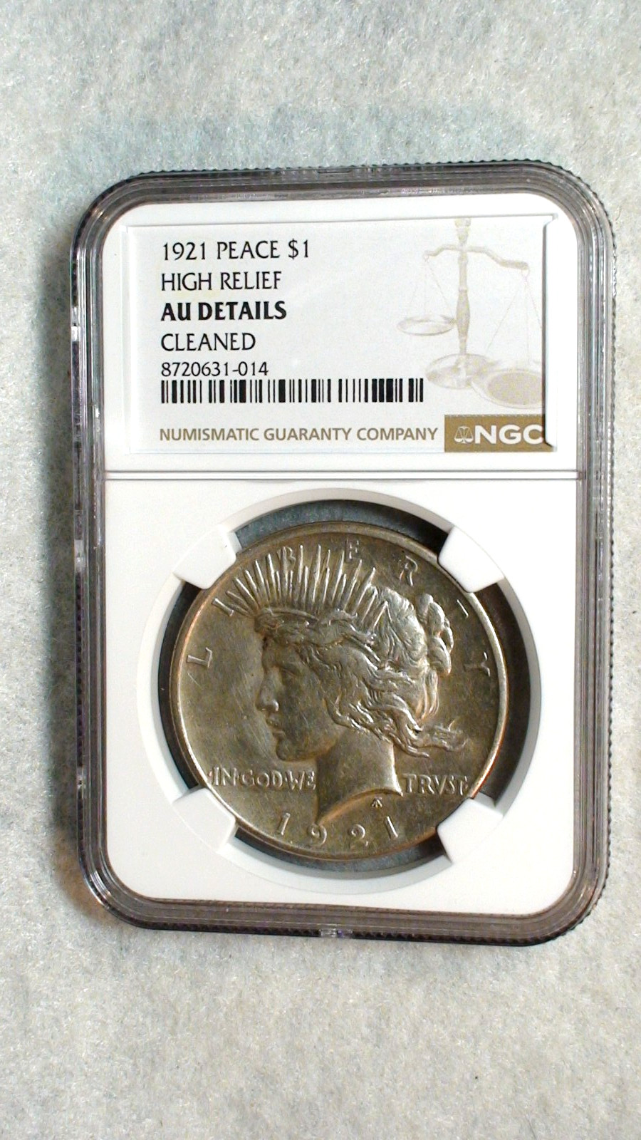1921 P Peace Silver Dollar NGC ABOUT UNCIRCULATED HIGH RELIEF $1 Coin BUY IT NOW