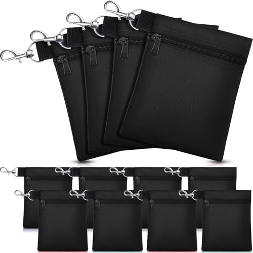 12 Pcs Golf Tee Bag Holder Tee Pouch Golf Ball Carry Bag with Metal Black
