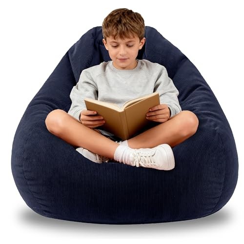 Bean Bag Chairs for Kids Chair Round Sofa Memory Foam Filling 3 FT Navy Blue