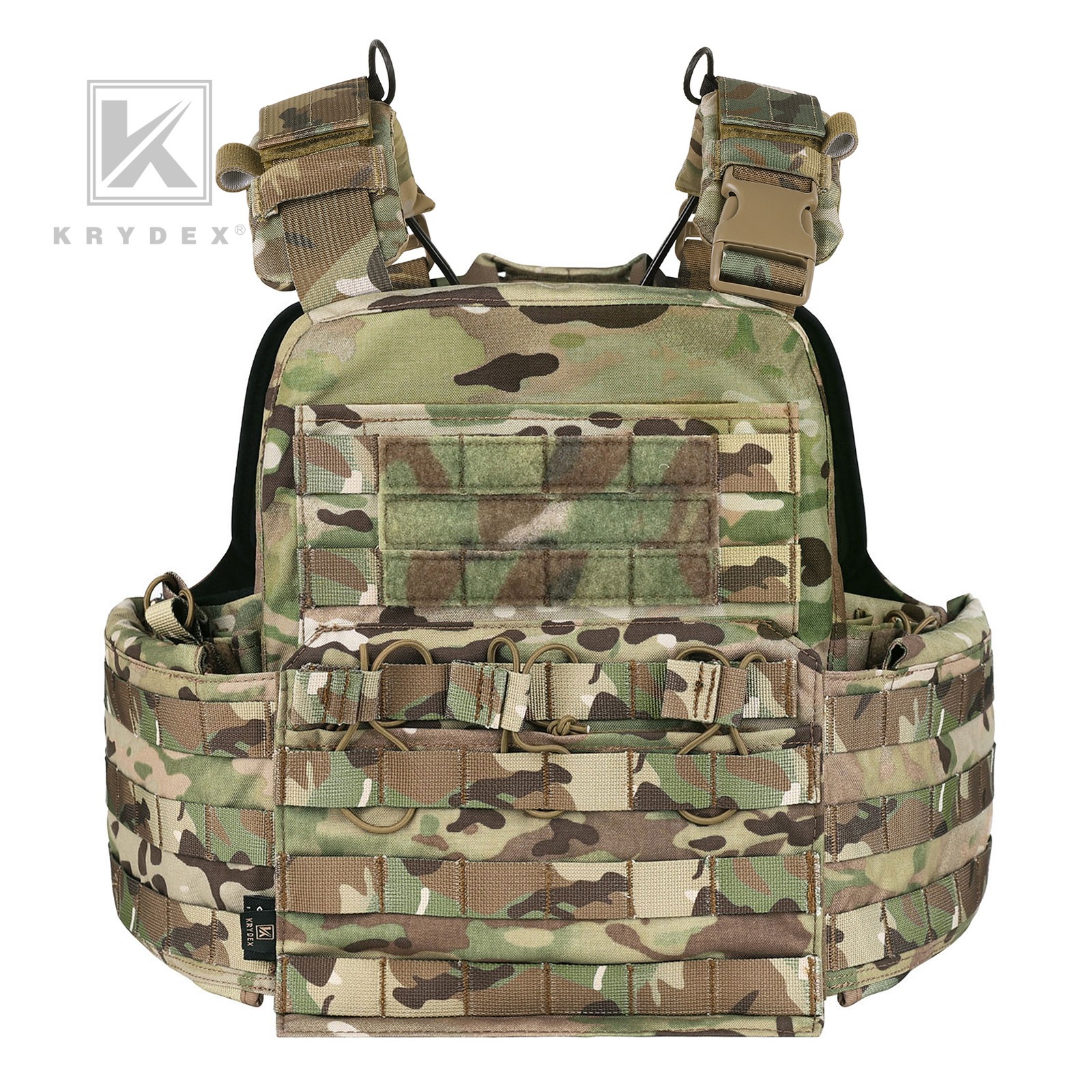 KRYDEX Plate Carrier Tactical Heavy Duty MOLLE Vest Camo w/ Magazine Pouch