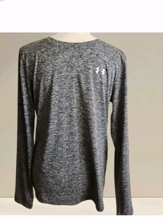 Under Armour Shirt HeatGear Mens M Gray Heathered Active Long Sleeve Fitted