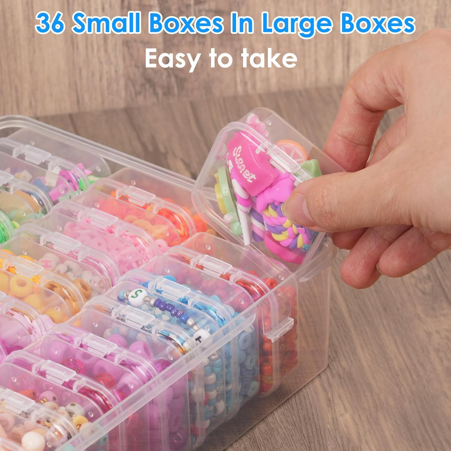 Bead Organizer Box, 72Pcs Small Clear Plastic Bead Storage, Mini Craft Storage C