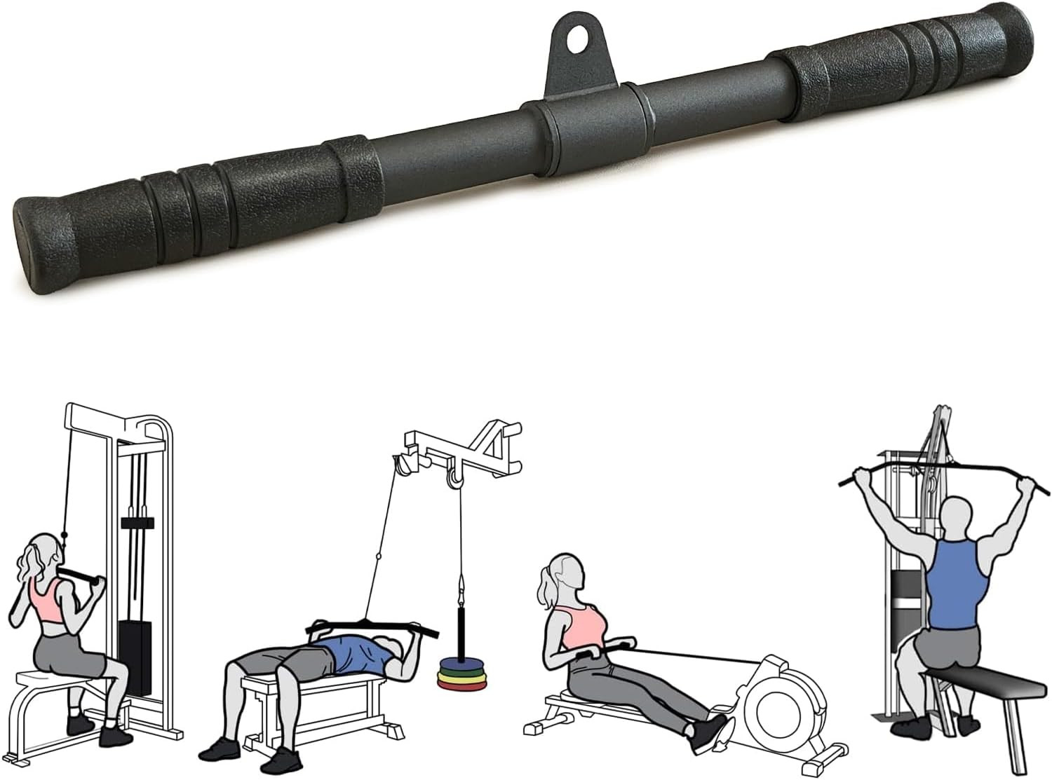 Straight Bar, Pull down Bar 360 Rotating, Lat Pulldown Attachments Cable Attachm