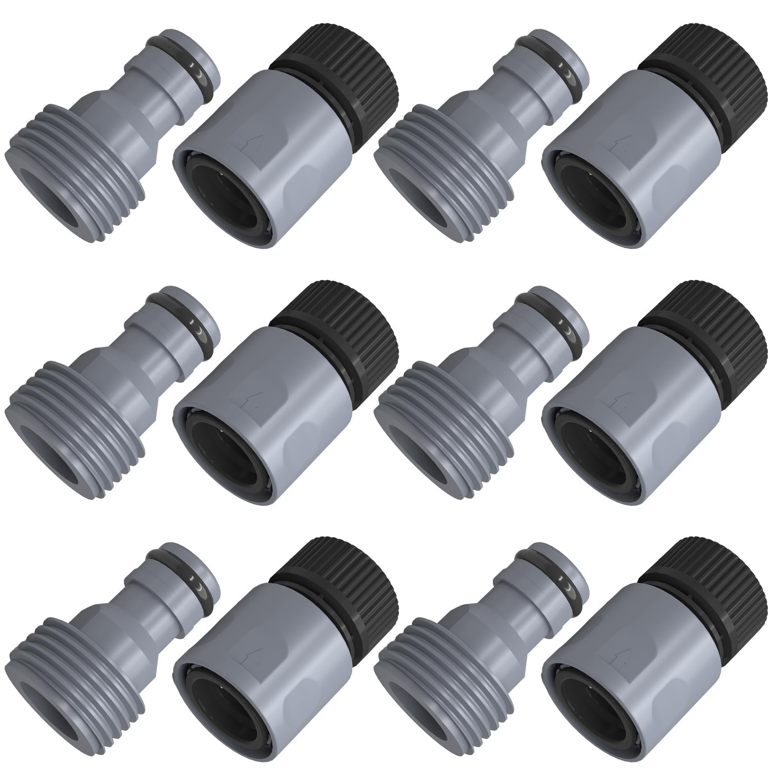 Hourleey Garden Hose Quick Connector 3/4 Inch Plastic Black, Gray