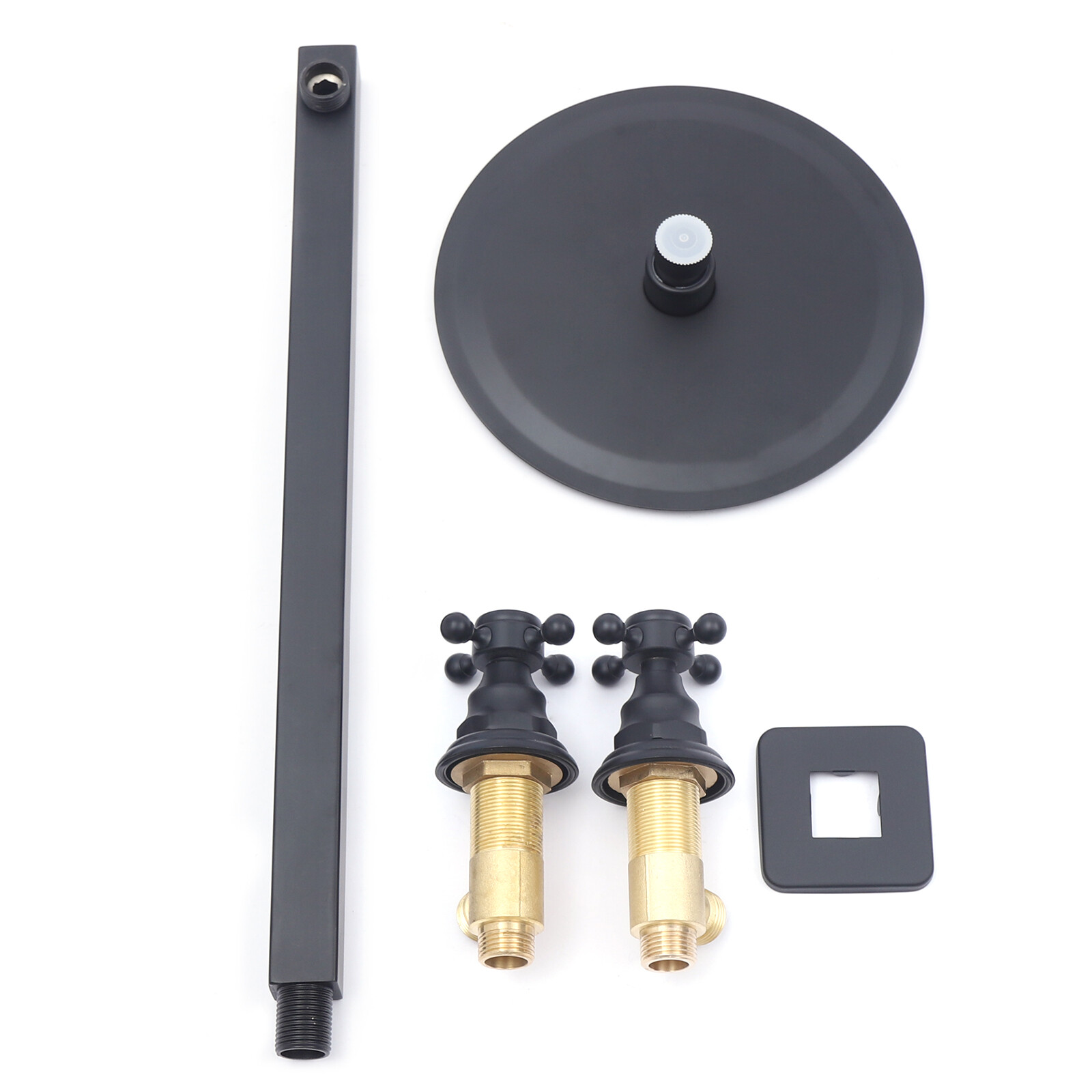 Shower Faucet Set Rainfall Shower Head Combo System Wall Mount w/Mixer Valve Kit