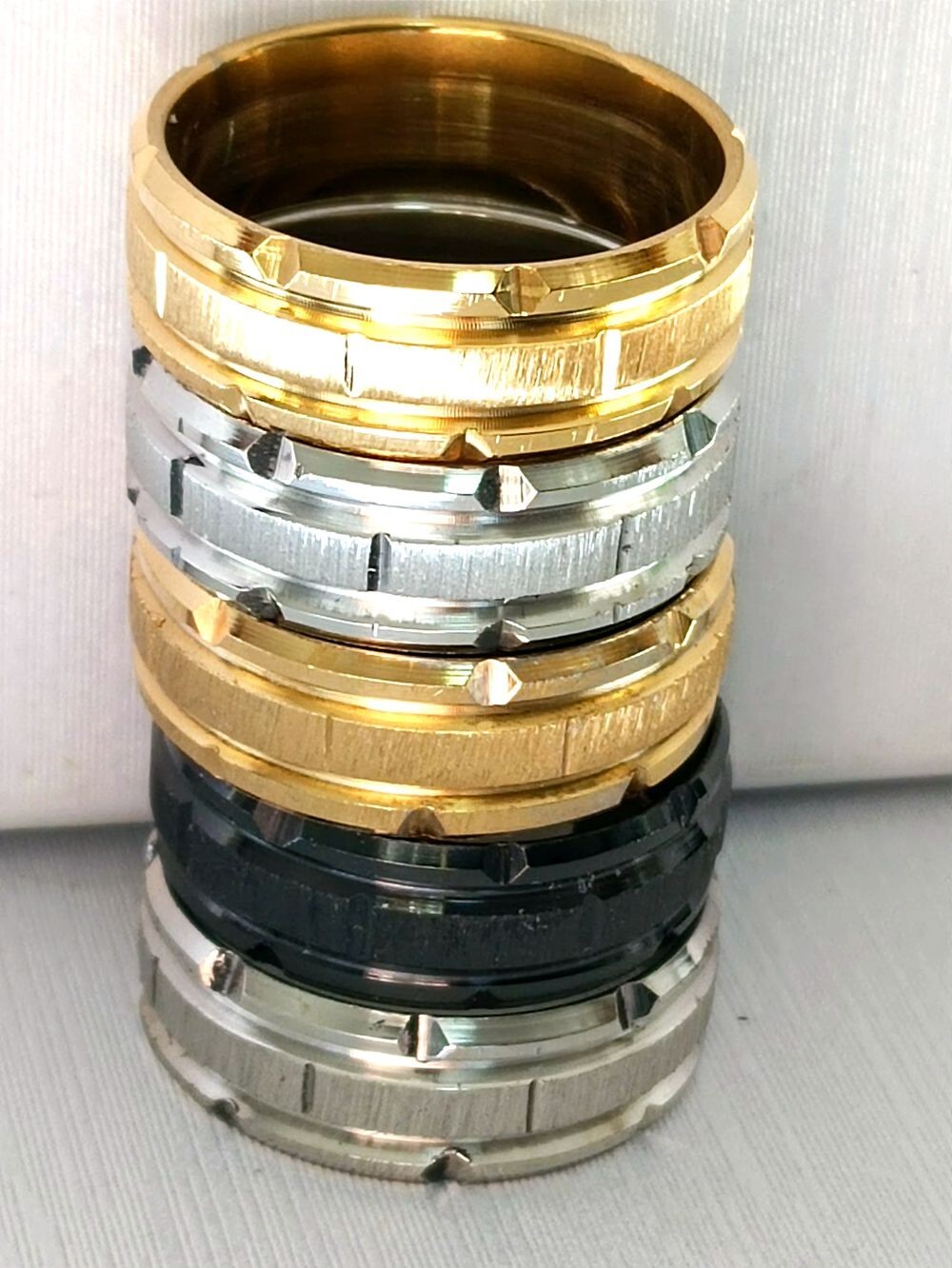 Wholesale 30pcs gap side Stainless Steel Band Rings Silver Black Ring