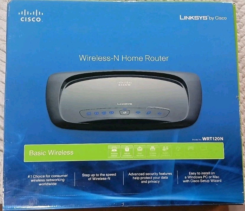Linksys By Cisco Wireless-N-Home Router - WRT120N - 4 port 10/100 Ethernet NEW