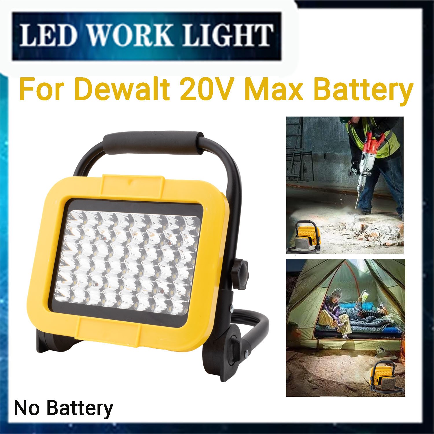 Led Work Light For Dewalt 20V Battery Portable Flood Light Flashlight Cordless