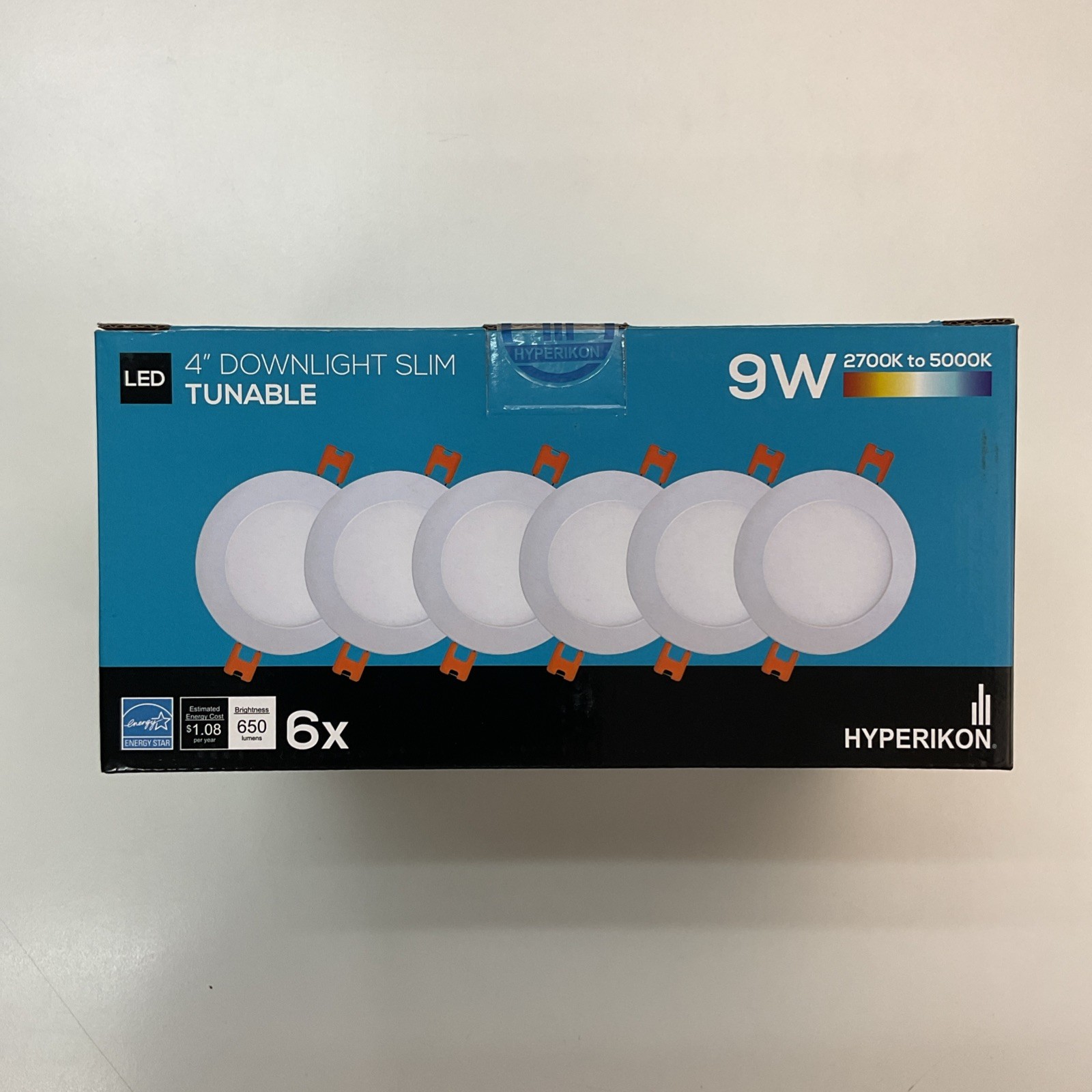 Hyperikon 4 inch Recessed LED Slim Downlight, 9W Color Tuning, 2700K-5000K 6 PK