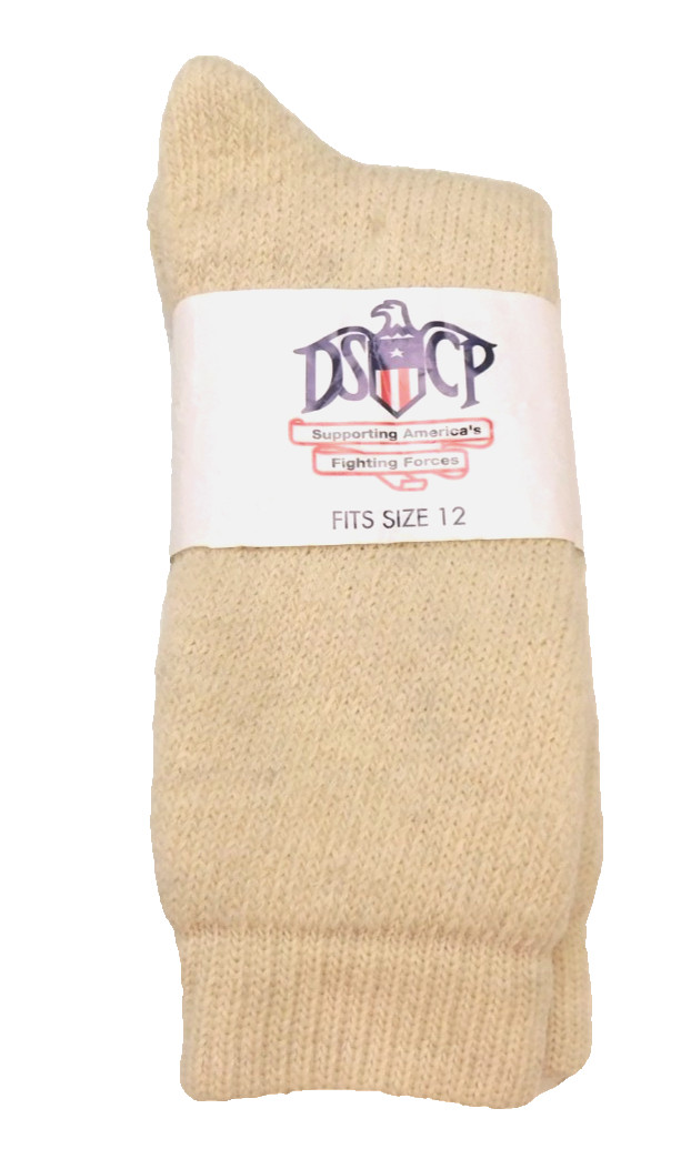 Socks Knitted Size 12 Cotton Wool Natural Color Calf Length US Military NEW