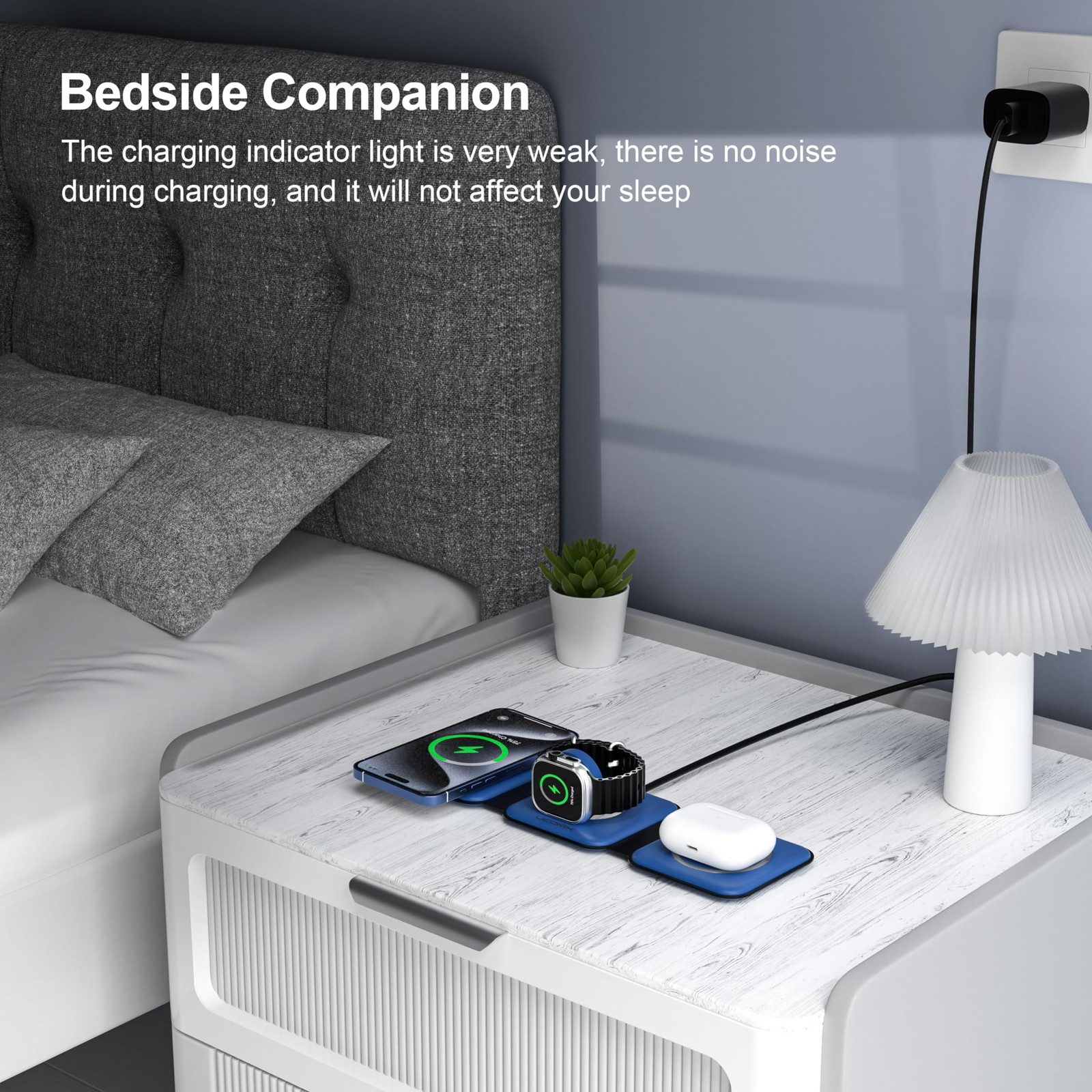 UCOMX 3 in 1 Charging Station for Multple Devices,Foldable 3 1 Blue