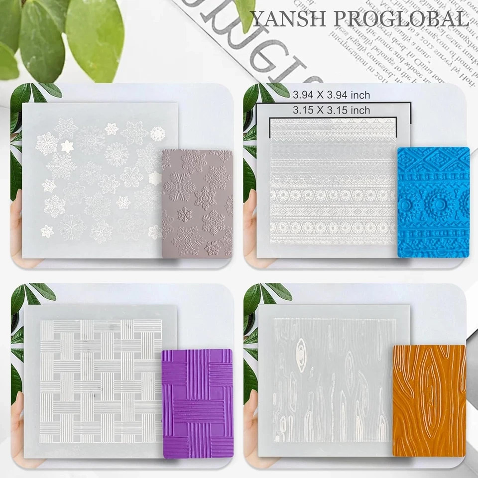 12Pcs Polymer Clay Texture Sheets, Clay Texture Mat for Making Earrings Jewelry,