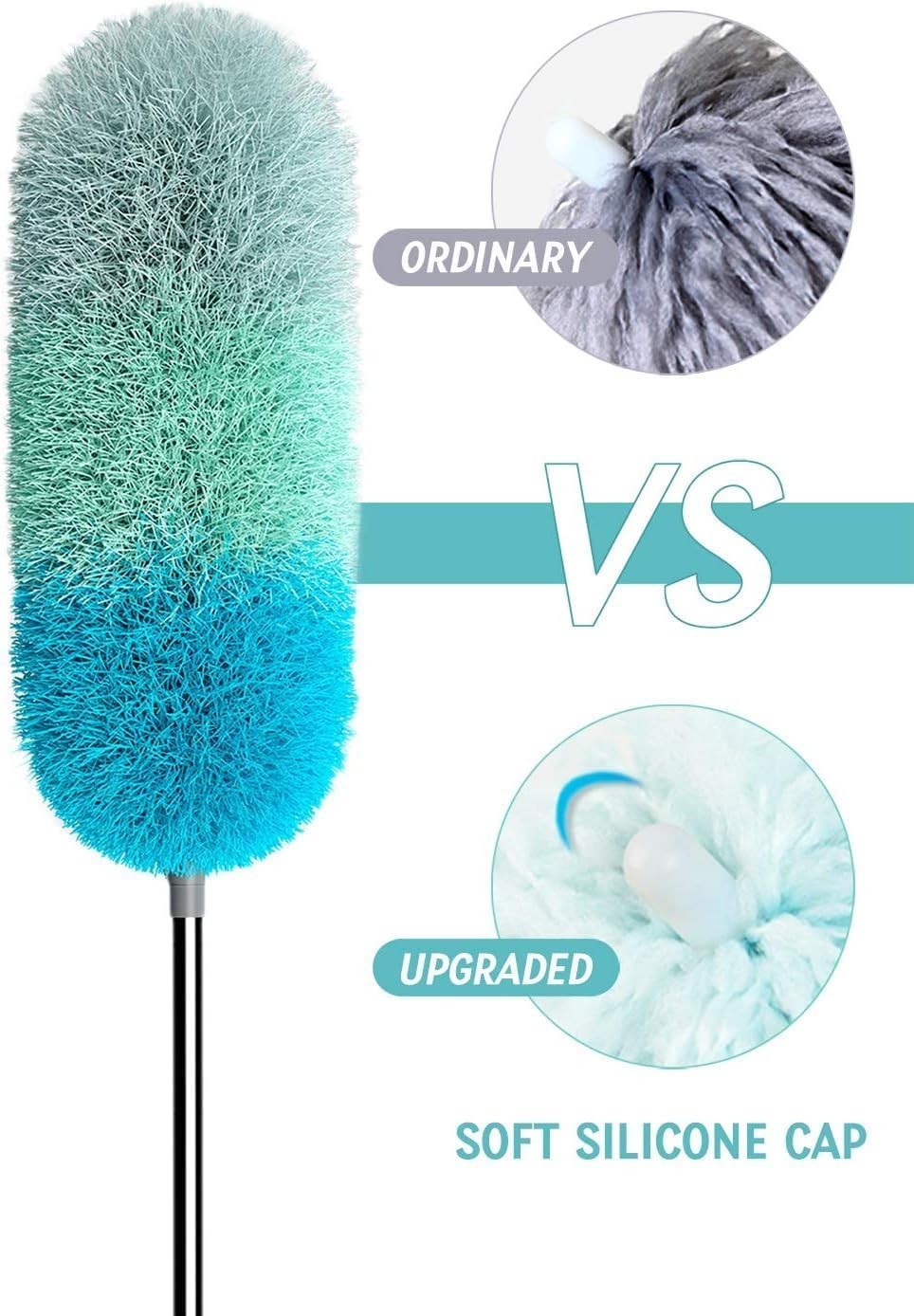 Microfiber Feather Duster with 100 inches Extension Pole, Dusters for Cleanin...