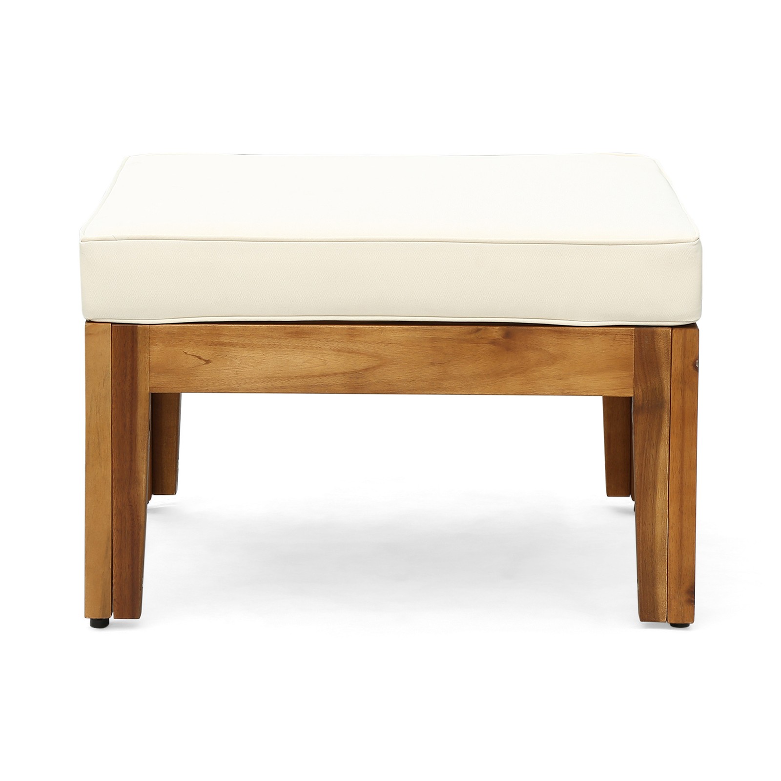3Pieces Outdoor Patio Acacia Wood Sofa Set 3 Seater Sofa Ottoman with Table Set