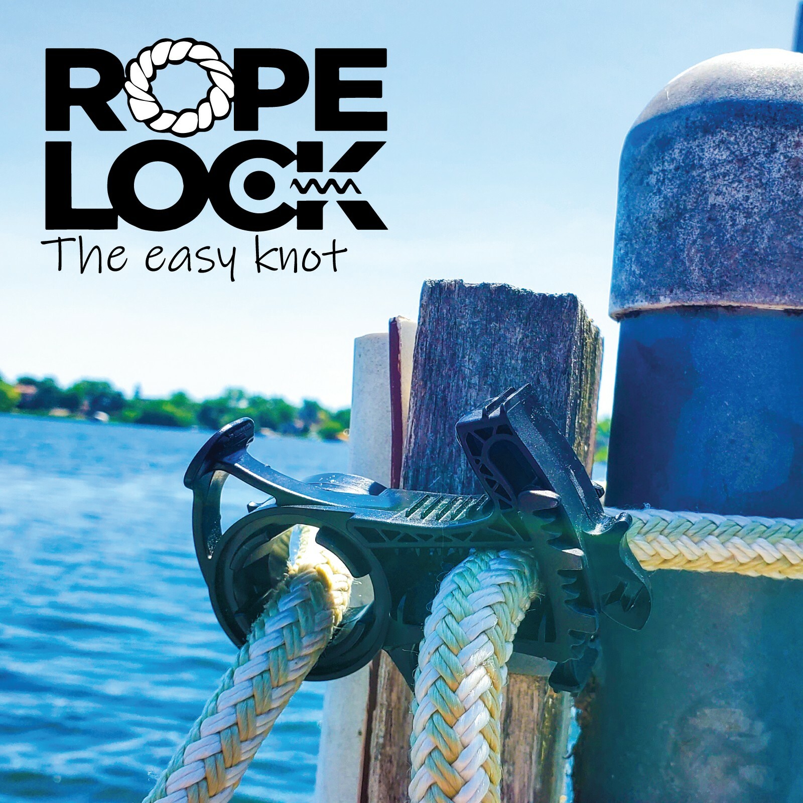 Rope Lock, The Easy Knot w/o KNOTS Clamp for Docking, Bumpers, Anchoring 2 PACK