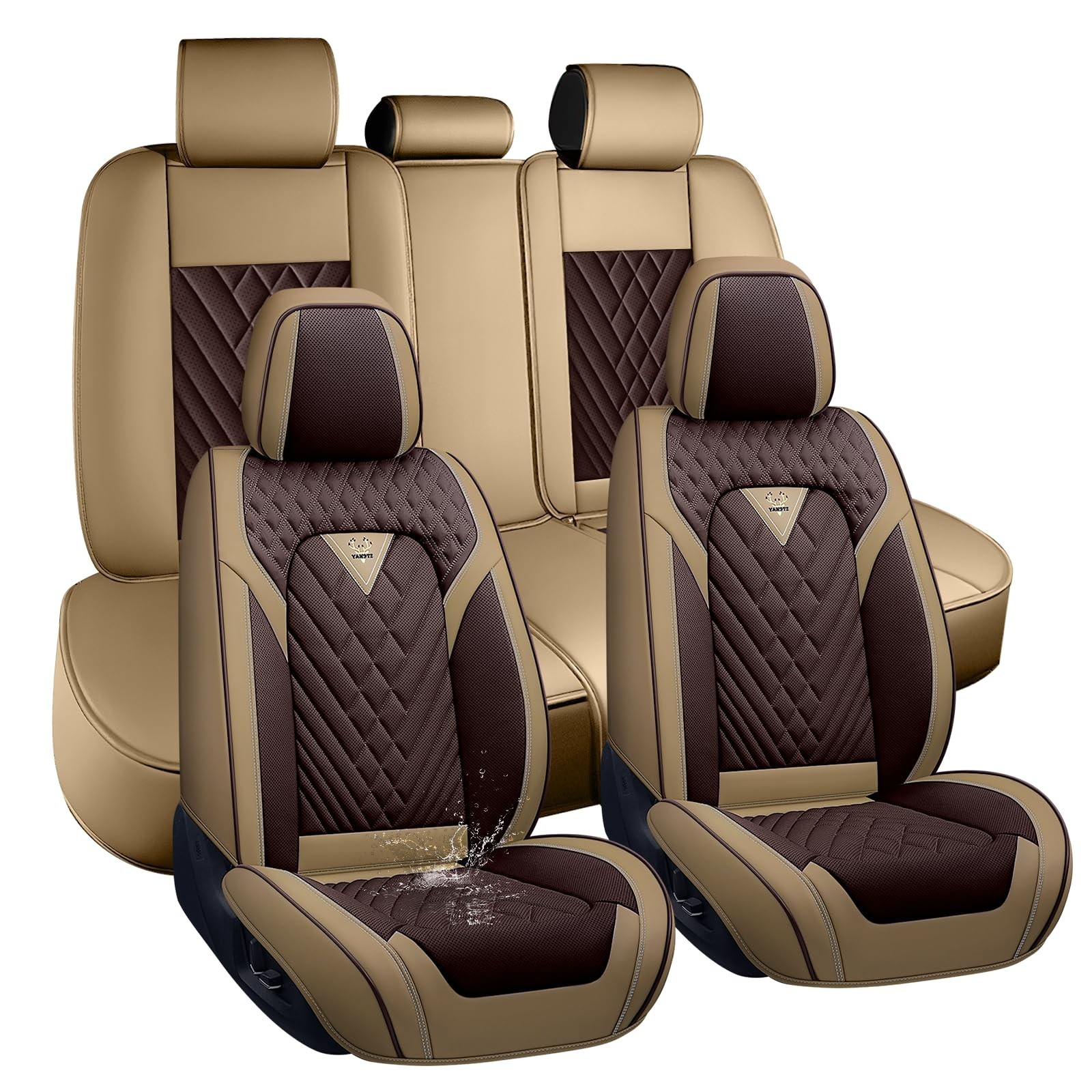 Full Set Fit for Honda Civic Seat Covers 1998-2026,Waterproof Faux Leather Se...