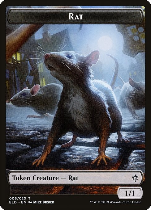 Rat / Food (017) Double-Sided FOIL Token x1 1x Throne of Eldraine NM MTG