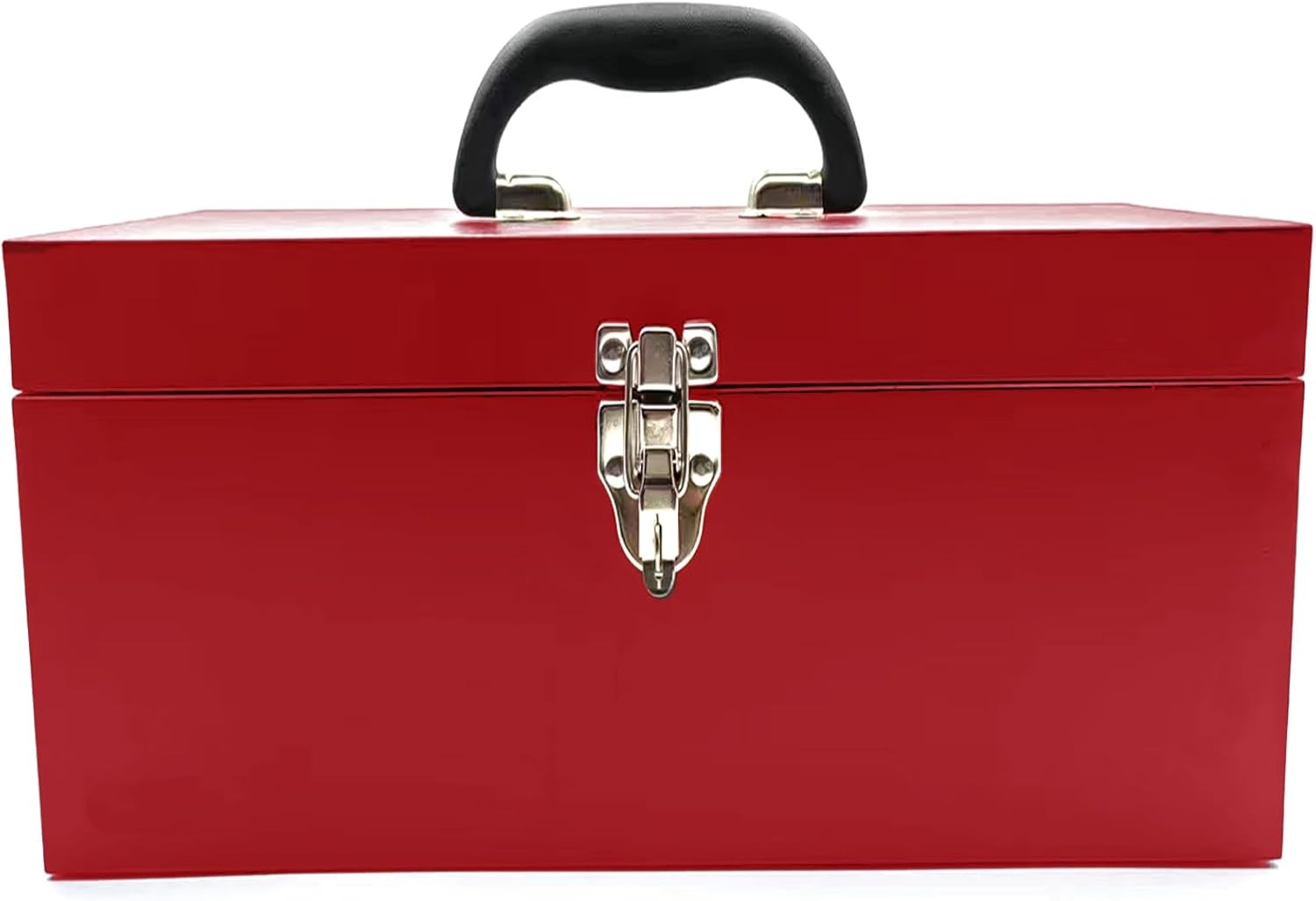 16" Portable Metal Toolbox, 18-Gauge Steel, Red, Mcvomv