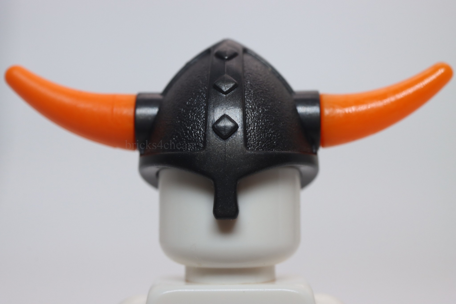Lego Pearl Dark Gray Minifig Headgear Helmet Viking with Side Holes Orange Barbs