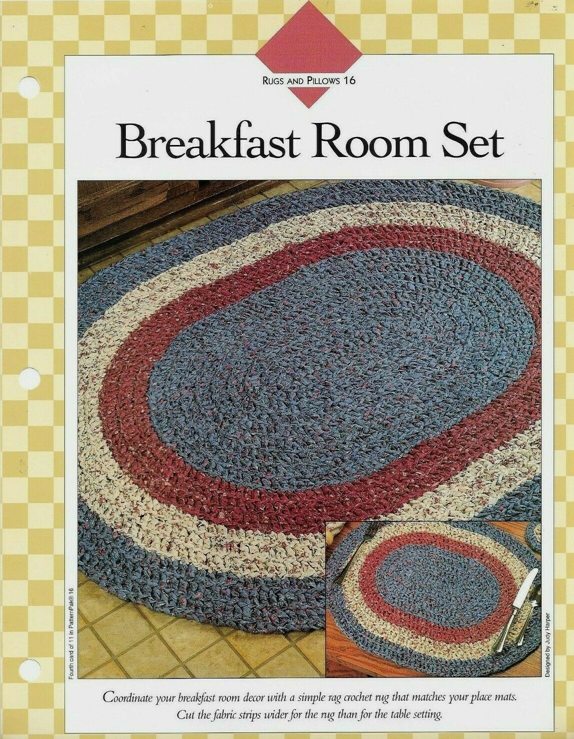NEW BREAKFAST ROOM SET RUG & PLACE MAT VANNA'S CLUB CROCHET PATTERN INSTRUCTIONS