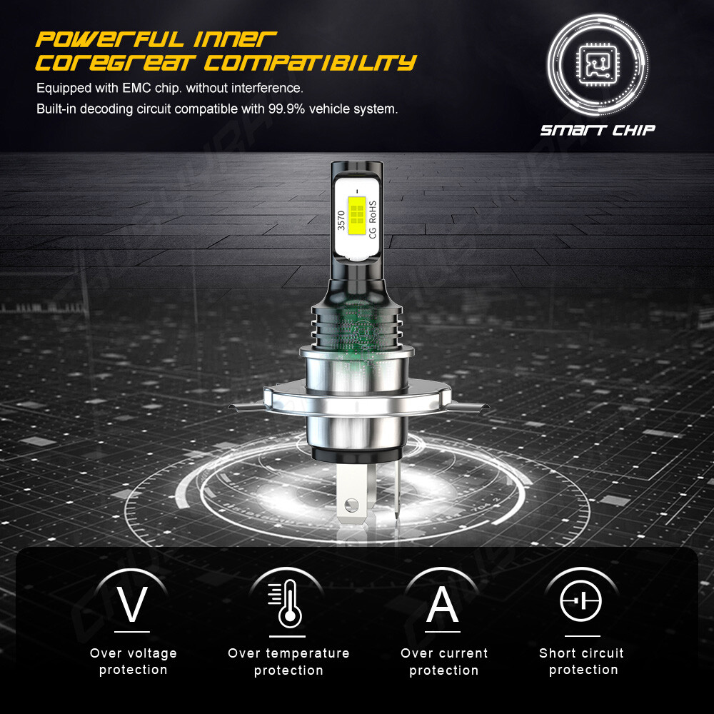 2x Super LED light bulb for Honda Motorcycle 2002-2007 VTX1800C headlight 6000K