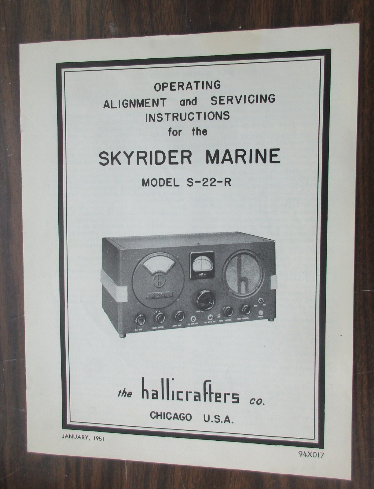 Hallicrafters S-22-R Skyrider Marine Operating, Alignment & Servicing Manual